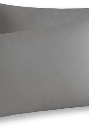 WhatsBedding Queen Jersey Knit Pillowcases Set of 2, 100% Cotton Bed Pillow Cases Queen Size with Zipper,Soft and Breathable, 20×30 inches Dark Grey