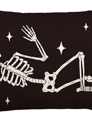AVOIN colorlife Halloween Cool Skull Throw Pillow Cover, 12 x 20 Inch Skeleton Holiday Farmhouse Cushion Case Decoration for Sofa Couch