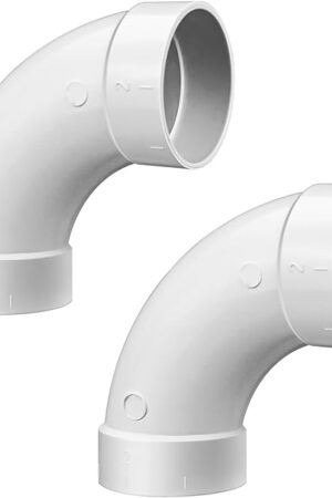 2 Pack Replacement Central Vacuum 90 Degree Sweep Prevents Clogs Elbow Fitting for 2 Inch Vacuum Pipe