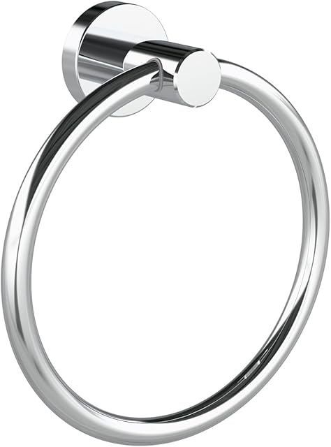 Chrome Hand Towel Holder for Bathroom Kitchen Towel Ring Modern Rounded Base Wall Mount SUS304 Stainless Steel