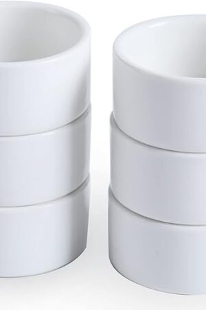1oz Mini Porcelain Ramekins Set of 6,Small Ceramics Souffle Dish, 30ml White