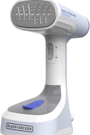 BLACK+DECKER Easy Store Pro Foldable Steamer, GS0311-1PD, 45-Second Heat Up, Extra Long Power Cord & Lint Remover Attachment, Powerful Steam Performance for Clothes, Drapes & Upholstery