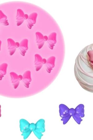 YunKo W0770 8 Mini Bows Silicone Fondant Molds Chocolate Sugar Candy Cake Pop Bow Craft Molds DIY Cake Decorating