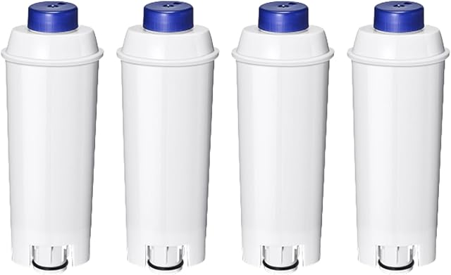 Coffee Machine Fitler, Delonghi Filter Replacement for DeLonghi DLSC002, Delonghi Magnifica Evo, Dinamica Plus, ESAM, ETAM, BCO, EC. Activated Carbon Water Filter Cartridges Softener (4 Pcs)