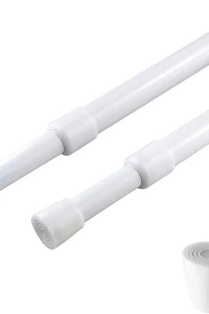 2 Pack Curtain Rod Adjustable 28-43 Inches，5/8" Diameter， White，Small Short Expandable Spring Loaded Tension Rods For Window, Bathroom, Cupboard,Kitchen