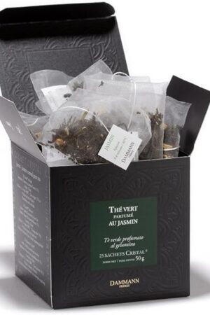 Dammann Freres Jasmine Green Tea Sachets, 25 Count Single Pack | Premium French Tea | Vert Au Jasmin