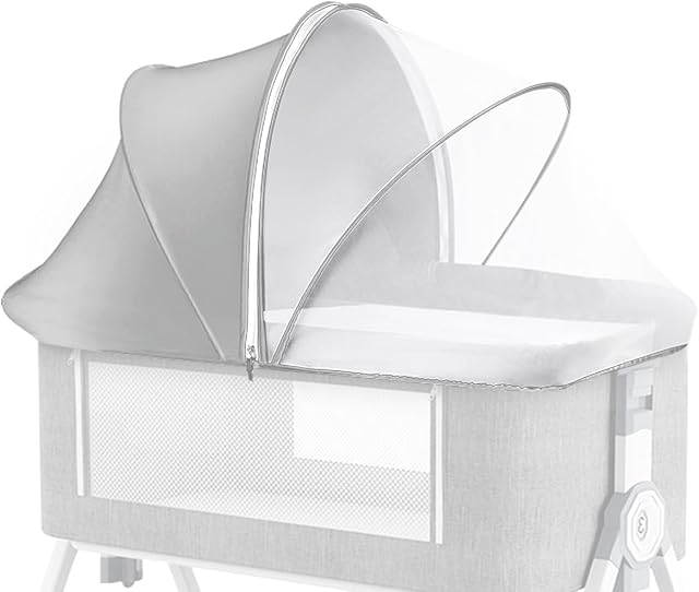 Bassinet Cover for Baby, Blockout Mosquito Net Cover with 2-Way Zipper, Portable Bassinet Canopy Cover for Cats to Keep Pet Out, Bug Net Cover for Bedside Sleeper