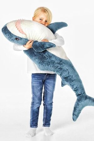 XIAOHONG 39 inch Giant Shark Stuffed Animal,Soft Shark Cushion Pillow Shark Plush Pillows,Chubby Stuffed Shark Toy Kid's Room Décor,Perfect Stress Relief for Women