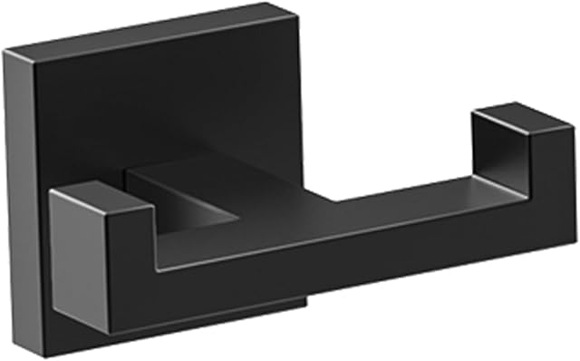 BOZWELL Double Towel Hooks Wall Mount Stainless Steel Matte Black 1502-B-1