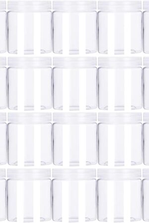 20 Pack 4oz/120ml Round Plastic Jars with Lids Empty Clear Slime Containers,Wide-Mouth Refillable Storage Containers for Cosmetics,Lotion,Food Storage