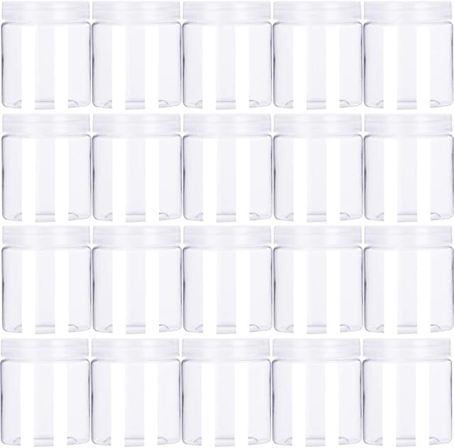 20 Pack 4oz/120ml Round Plastic Jars with Lids Empty Clear Slime Containers,Wide-Mouth Refillable Storage Containers for Cosmetics,Lotion,Food Storage