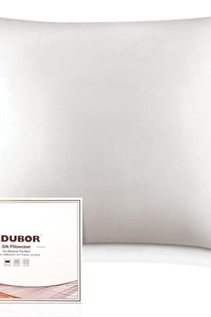 Adubor Silk Pillow Case - Mulberry Silk Pillowcase, 23 Momme 6A Grade Fibers, 900 Thread Count, Silk Pillow Cases for Hair and Skin Health, with Hidden Zipper (Standard 20''×26'', Lvory White, 1PC)