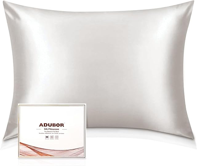 Adubor Silk Pillow Case - Mulberry Silk Pillowcase, 23 Momme 6A Grade Fibers, 900 Thread Count, Silk Pillow Cases for Hair and Skin Health, with Hidden Zipper (Standard 20''×26'', Lvory White, 1PC)