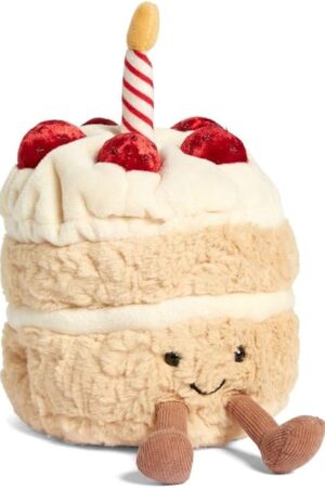 WeightedPlush 12" Birthday Cake Plush Cute Smile Cake Pillow Stuffed Animals Funny Soft Food Plushies Toy for Gifts for Kids Birthday
