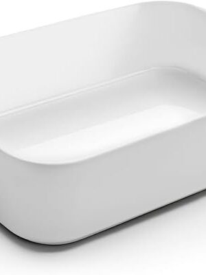 Deep Ceramic Baking Dish, 9x13 Inch Casserole Dish for Oven, 152 oz Large Elegant Design Lasagna Pan with Handles- Durable Serving Bakeware for Lasagna, Roasting and Baking, White
