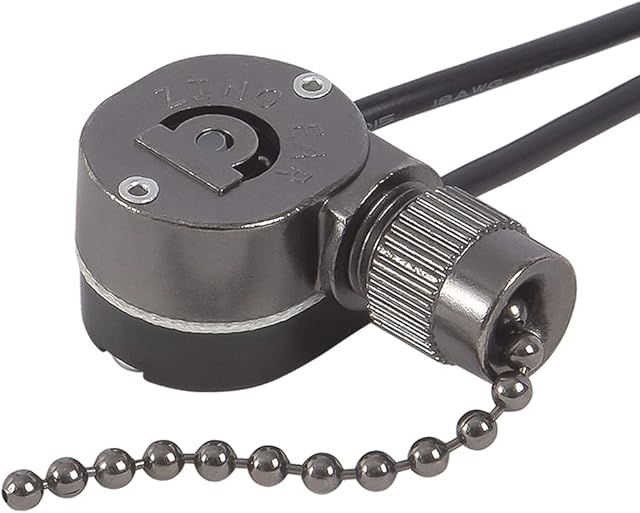 Ceiling Fan Light Switch ZE-109m Metal Pull Chain Switch,Two Wire Fan Switch For Ceiling Fan Light Fixture Replacement Parts- Gun Color