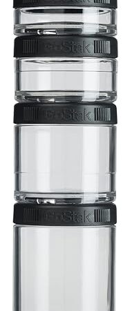 BlenderBottle GoStak Twist n' Lock Storage Jars, 4-Piece Starter Pak, Black