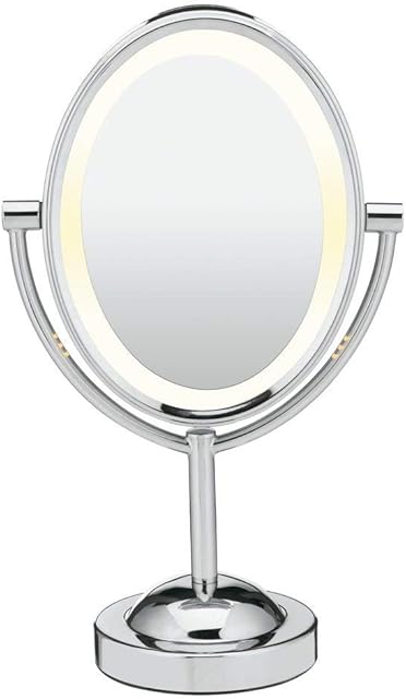 Conair Lighted Makeup Mirror, LED Vanity Mirror, 1X/7X Magnifying Mirror, Double Sided, Corded in Polished Chrome