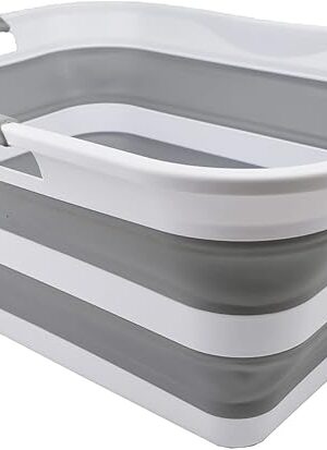 Collpasible Laundry Basket (42L Collapsible Laundry Basket (White/Grey))