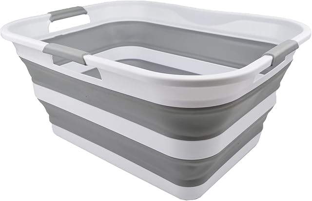 Collpasible Laundry Basket (42L Collapsible Laundry Basket (White/Grey))