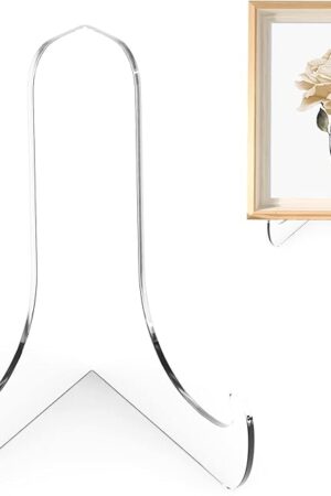 Boloyo 60-Degree Angle Acrylic Plate Display Stand , 3 Inch 2PC Clear Acrylic Display Holder Easel Base for Home Office Kitchen School Art Display