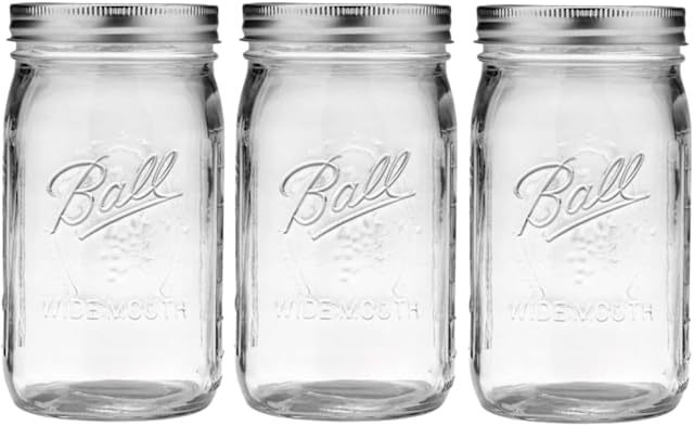 Ball Mason Jar-32 oz. Clear Glass Wide Mouth - Set of 3