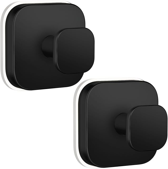 BKV Suction Cup Hooks for Shower,Heavy Duty Shower Hooks for Bathroom Wall,Glass Windows,Smooth Doors to Hang Towels,Robes,Coat,Reusable Suction Cup Wreath Hanger for Christmas Wreaths-Black(2 Pack)