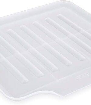 Copco Small Clear Drain Board Fits Under Any Small Dish Rack to Catch Water or for Larger Pots Alone, Angled Base Allows for Self Draining with Raised Ribs to Prevent Water from Puddling