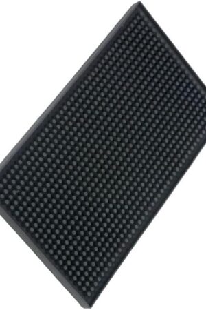Bar Mat 6" x 12" Small Black, Coffee Mat for Home Bar, Bar Service Spill Mat for Cocktail Bartender Kitchen Countertop, PVC Counter Top Cup Mats Glasses Drying Mat, 1PCS