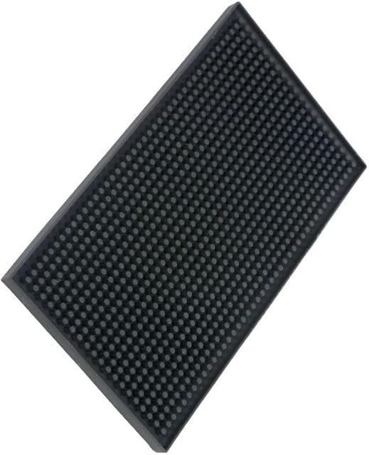 Bar Mat 6" x 12" Small Black, Coffee Mat for Home Bar, Bar Service Spill Mat for Cocktail Bartender Kitchen Countertop, PVC Counter Top Cup Mats Glasses Drying Mat, 1PCS