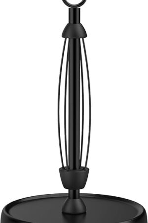 Black Paper Towel Holder Countertop, One-Handed Tear, Stainless Steel, Weighted Base, Ring Paper Towel Holder Stand with Ratchet System for Kitchen Farmhouse Essentials Decor Accessories