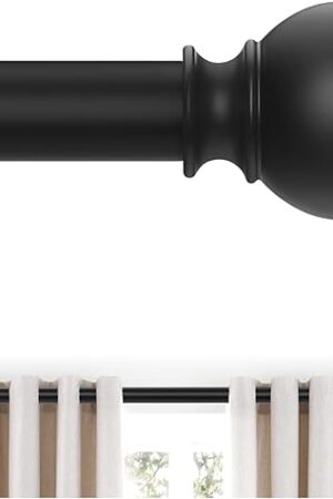 Black Curtain Rods 28 to 48 Inches(2.3-4 Feet),5/8 inch Splicing Drapery Rods,Small Curtain Rods Set,Size: 18''-45'',Matte Black