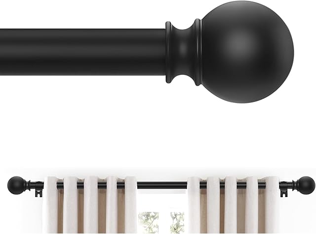 Black Curtain Rods 28 to 48 Inches(2.3-4 Feet),5/8 inch Splicing Drapery Rods,Small Curtain Rods Set,Size: 18''-45'',Matte Black