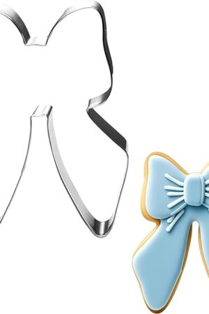 Bow Cookie Cutter with Ribbon- 4 Inch - Dishwasher Safe - Metal Cookie Cutter for Baking - Perfect for Baby Shower, Birthday, Wedding, and Holiday Cookies