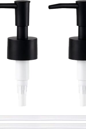 2Pack Pumps Lotion Soap Dispenser Replacement Pump for Your Liquid Soap, Lotion or Dish Soap Refill Dispenser Kitchen Bathroom Worktop Bottles 28/400 Thread Size (Black)