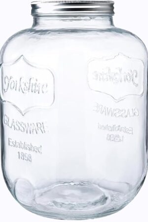 CATPOWER 2 Gallons X-Large Glass Jar With Mouth Canning Jar Kitchen Storage Jar Cookie Candy Penny Jar with Stainless Steel Screw Lid