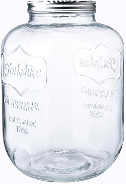 CATPOWER 2 Gallons X-Large Glass Jar With Mouth Canning Jar Kitchen Storage Jar Cookie Candy Penny Jar with Stainless Steel Screw Lid