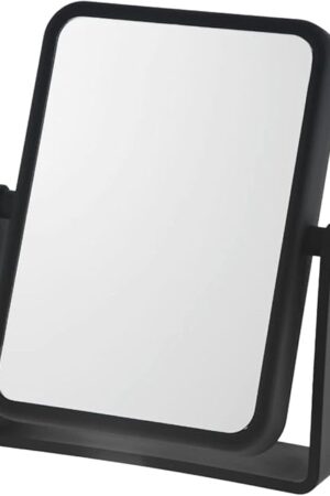 Danielle Creations 6.75-Inch Magnifying Vanity Makeup Mirror Rectangular Soft Touch Finish with 7X Magnification and 360 Swivel, Black
