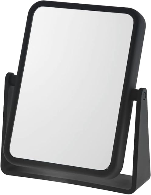 Danielle Creations 6.75-Inch Magnifying Vanity Makeup Mirror Rectangular Soft Touch Finish with 7X Magnification and 360 Swivel, Black