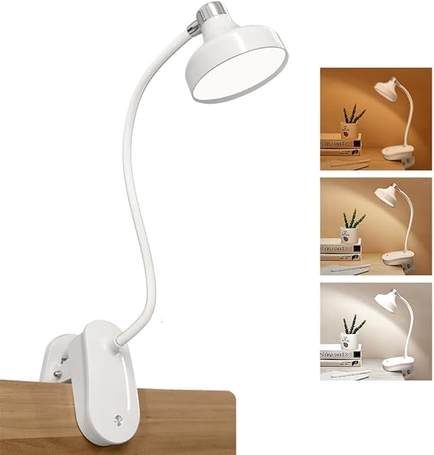 Clip On Clamp Light Rechargeable Desk Lamp 20 LED 3 Colors White Warm White Warm