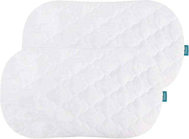 Bassinet Mattress Cover Compatible with Halo Bassinest Swivel Sleeper Bassinet Mattress Pad, 2 Pack, Microfiber, Waterproof and Soft, White