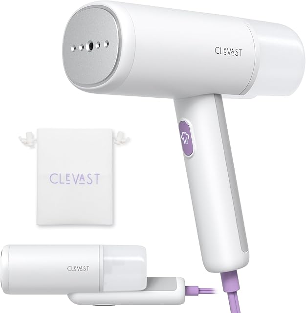 CLEVAST Travel Steamer for Clothes - Portable Handheld Garment Steamer for Clothing, Small Foldable Travel Size Fabric Wrinkle Remover, 30-Second Fast Heat Up, 1000W Powerful Steam Output, 120V Only