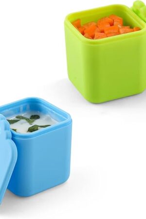 2PCS Dip Containers Compatible with OmieBox, 4oz Silicone Salad Dressing Container To Go for Most Bento Lunch Box Dipping Sauce Cups Condiment Container with Lids for Kids School Lunch Picnic Travel