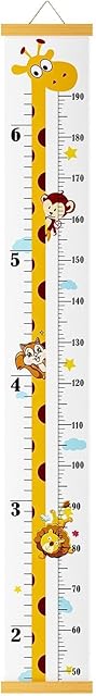 Baby Height Growth Chart, Canvas Height Chart for Kids Baby Child Toddler Boys Girls, Wood Growth Chart for Wall Room Nursery Decor, Hangable and Removable Waterproof Measuring Wall Ruler for Bathroom