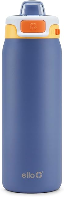 Ello Kids Pop & Fill 18oz Stainless Steel Water Bottle with Quick Fill Technology, Double-Wall Vacuum Insulation, Leak Proof Locking Lid, Sip & Chug, BPA Free, Gifts for Girls Boys, Lighthouse