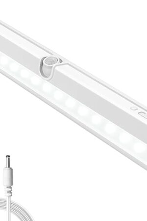 BLS Under Cabinet Lighting, 2200mah Rechargeable Closet Lights Motion Sensored, Battery Powered/DC Cable Plug in LED Light, 14 inch, 6000K Cool White, Dimmable, Under Counter Lights for Kitchen