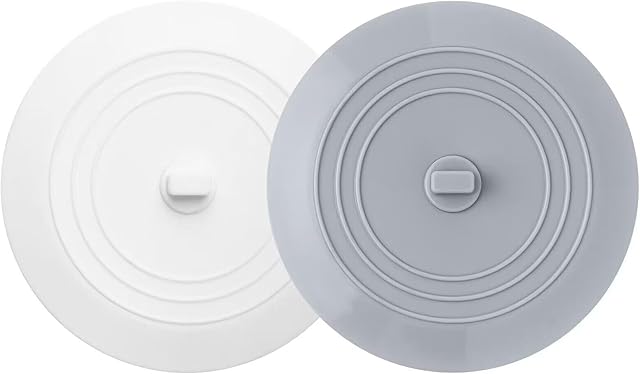 Vaincre 2PCS Bathtub Drain Stopper - 5" Silicone Kitchen Bathroom Hair Water Shower Stopper, Bathtub Drain Plug, Universal Flat Suction Shower Kitchen Cover, Bathroom Laundry Accessories