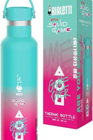 Bialetti Squid Game© Thermo Flask - Stainless Steel Double-Walled Insulated Tumbler, Hot and Cold Travel Water Bottle (20 oz - 600 ml)