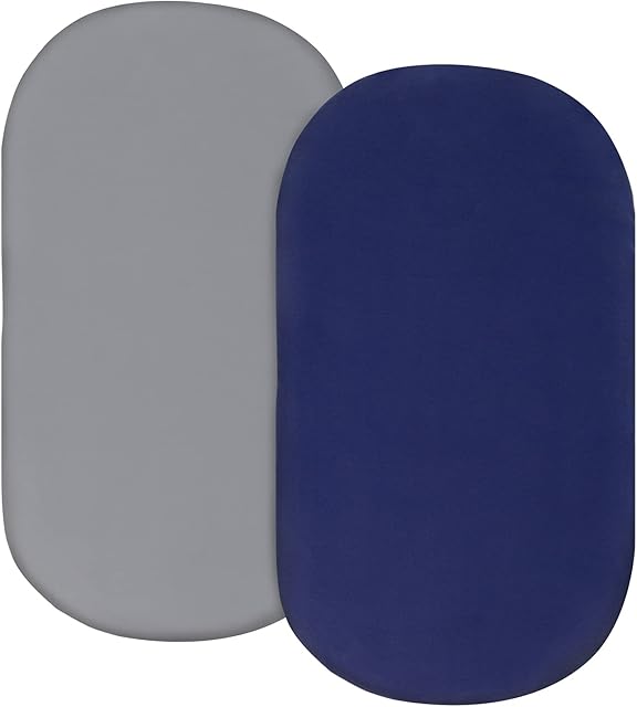 Bassinet Sheet Set 2 pack Fitted Bassinet Sheets for Baby Boy, Universal Microfiber Soft Cradle Sheets for Oval Rectangle and Hourglass Bassinet Mattress, Grey and Navy