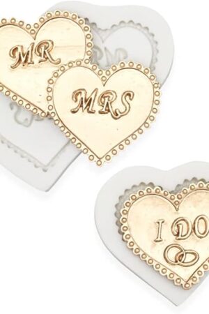 Cestony 2Pcs Valentine's Day Wedding Heart MR MRS I DO slogan Silicone Molds for DIY Cake Fondant Cupcake Biscuit Cookies Sugar Pudding Chocolate Hard Candies Dessert Decor